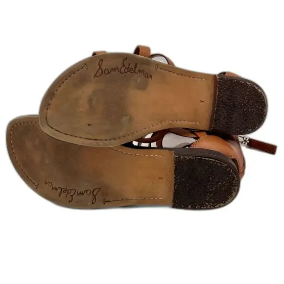 Sam Edelman Gladiator Sandals – Cognac Leather Flat Sandals Women’s 8 - Picture 6 of 6